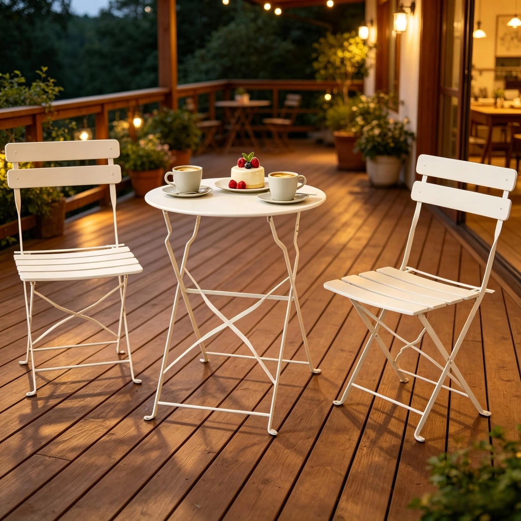 Set di sedute portatili per patio, mobili da giardino pieghevoli, tavolo e sedie da bistrot per esterni, tavolo e sedie da pranzo minimalisti per este