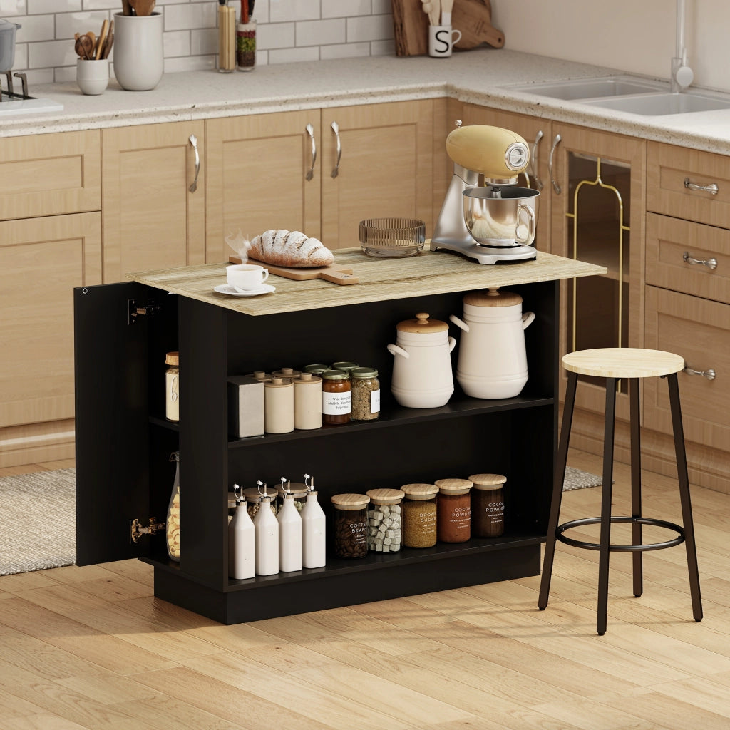 Carrello da cucina con piano di lavoro ¨C Xylo ¨C effetto legno nero 105x60 cm