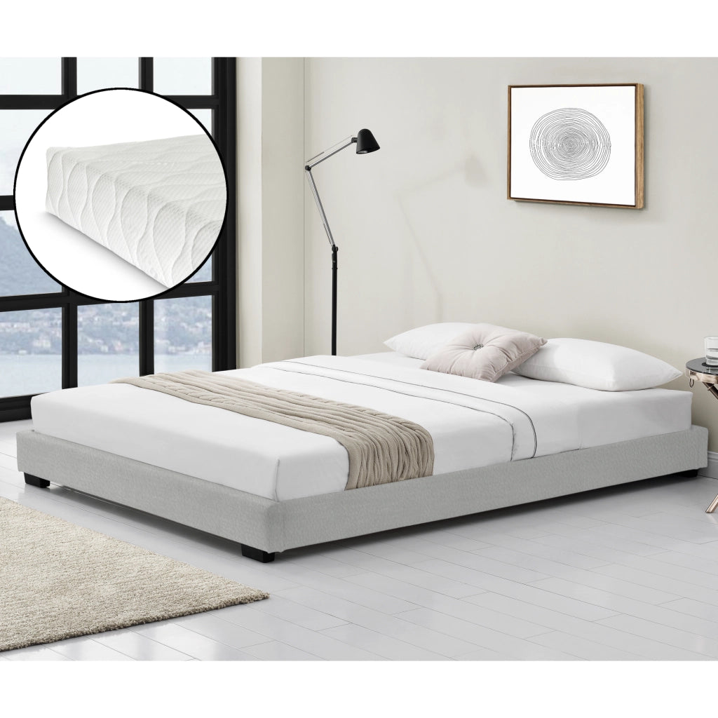 Corium Struttura Letto Imbottito con Materasso a Schiuma Fredda 180 x 200 cm Letto Matrimoniale con Rivestimento in Similpelle con Materasso Anallergico - Bianco