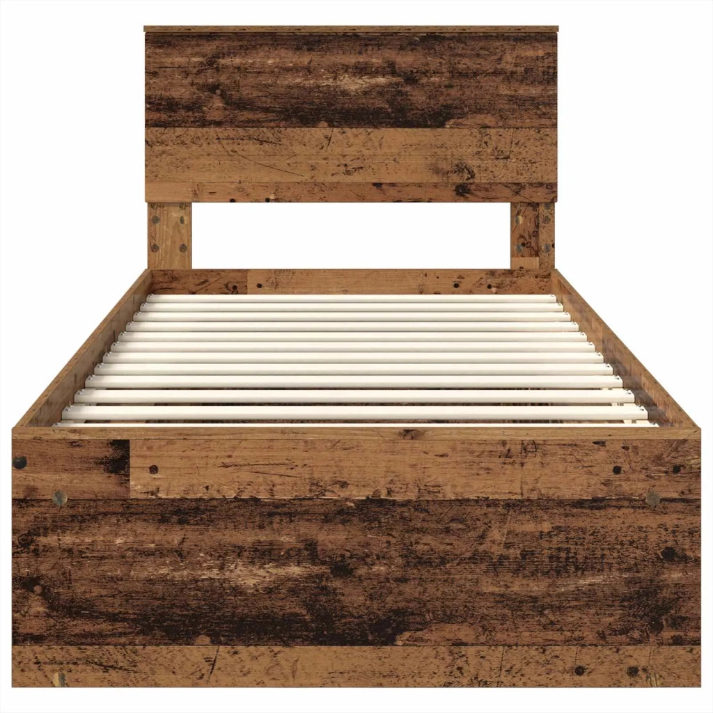 Letto singolo | Letto per adulti | Struttura del letto con testiera Legno vecchio 100 x 200 cm