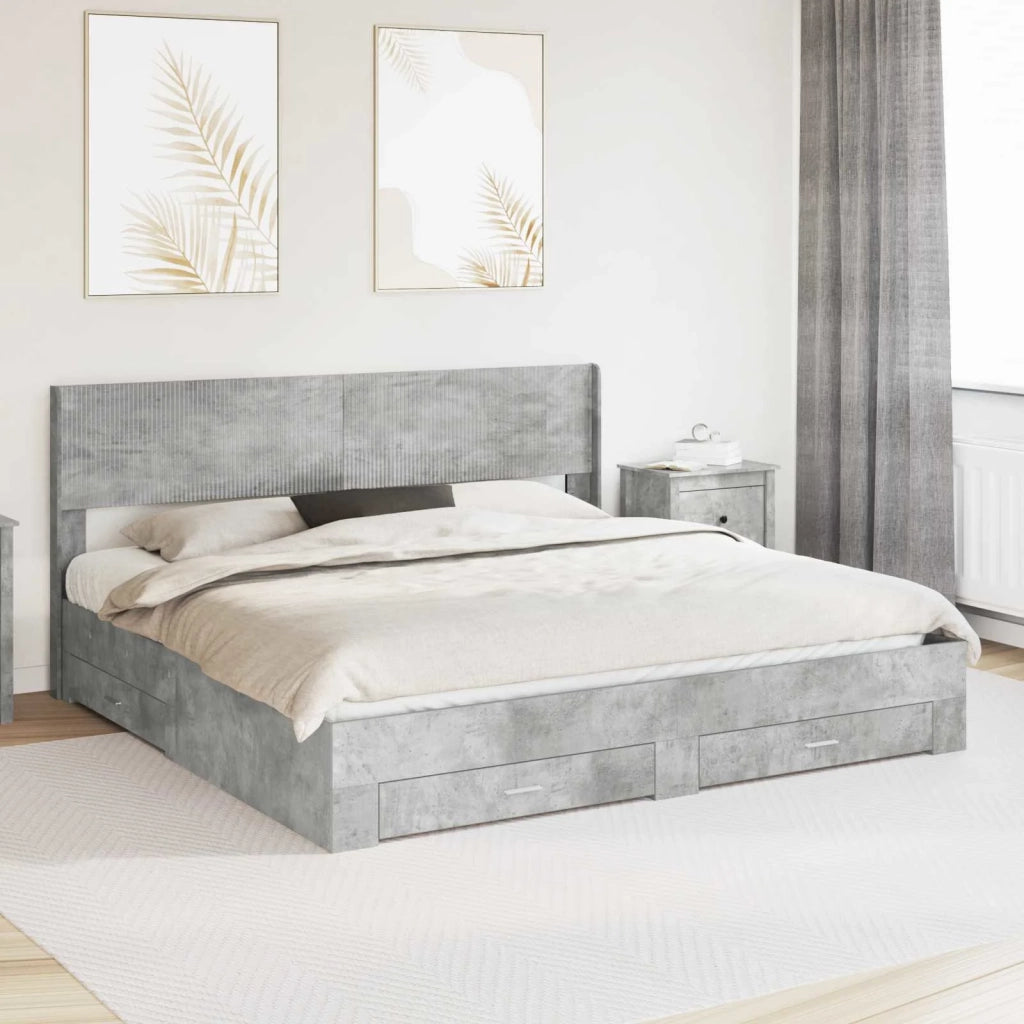 Struttura del letto con stoccaggio e testata Grigio Cemento 3414440