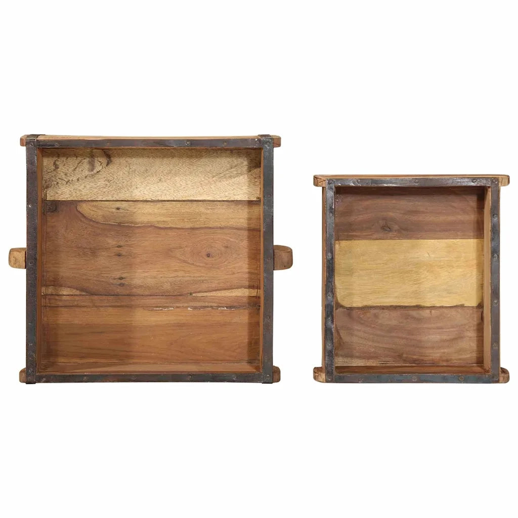 Vassoio 2 pz Marrone 29 x 31 x 10 cm Legno Recuperato Massello CFW8413968