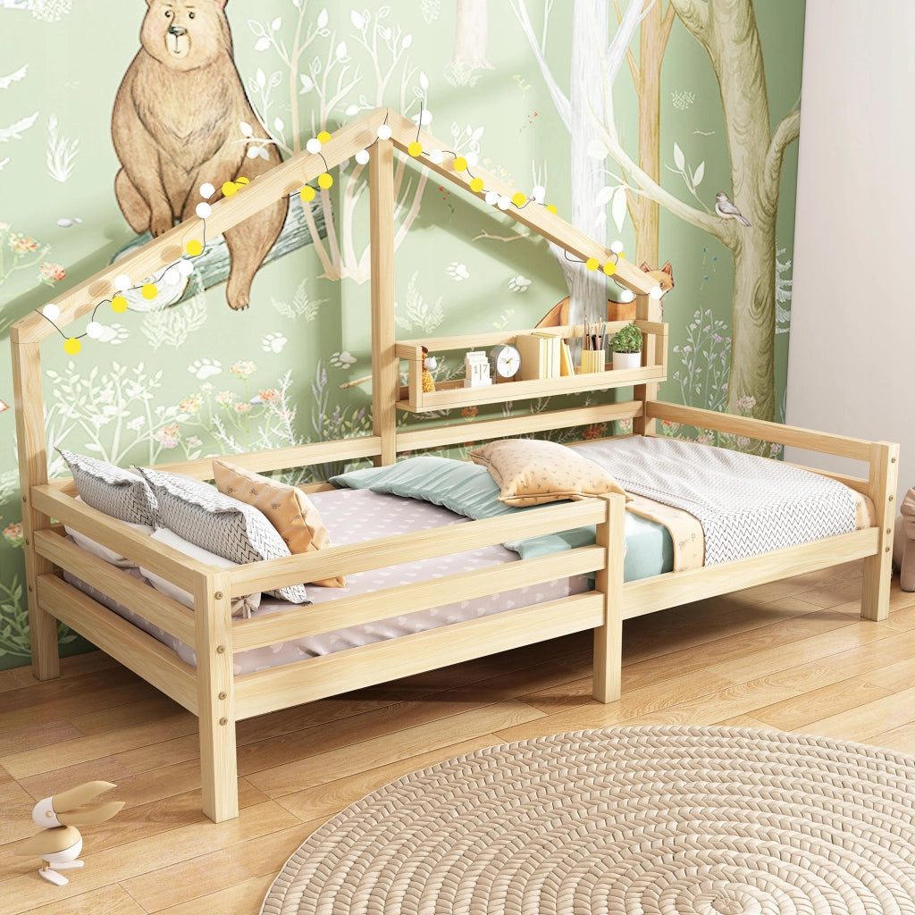 Letto singolo per bambini con ripiano - Xylo - 90x200