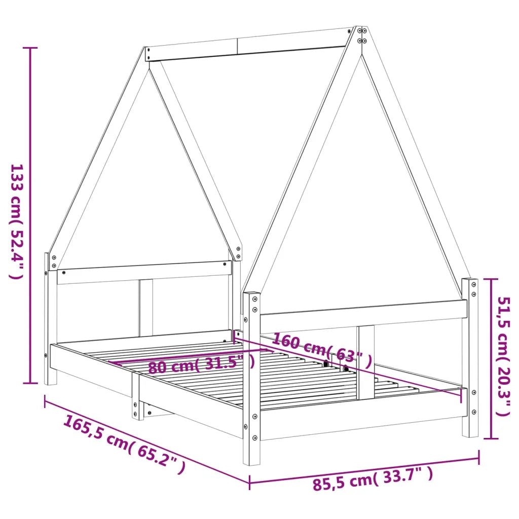 Giroletto per Bambini | Letto Infantile | Lettino 80x160 cm in Legno Massello di Pino