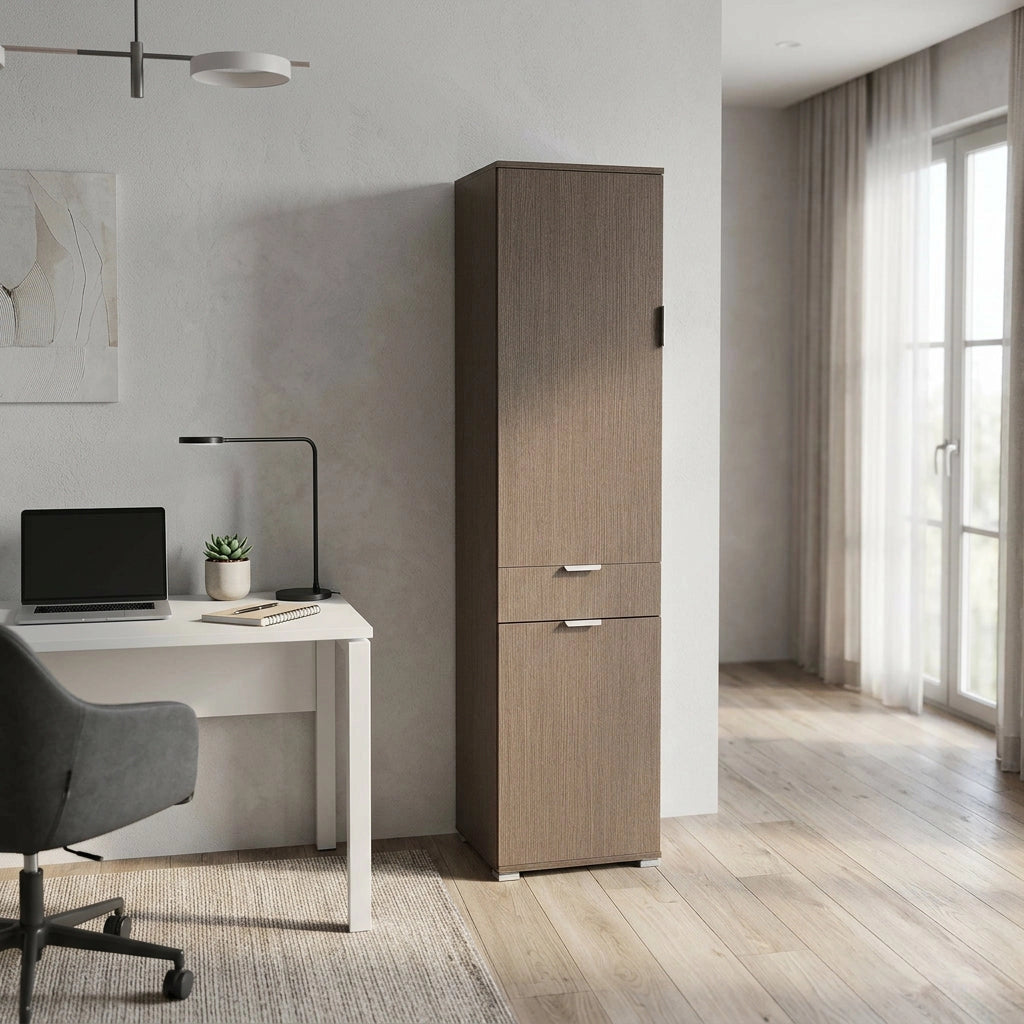 Armadio con 2 ante e un cassetto in Legno Composito cm 45x38x174 - GREIG