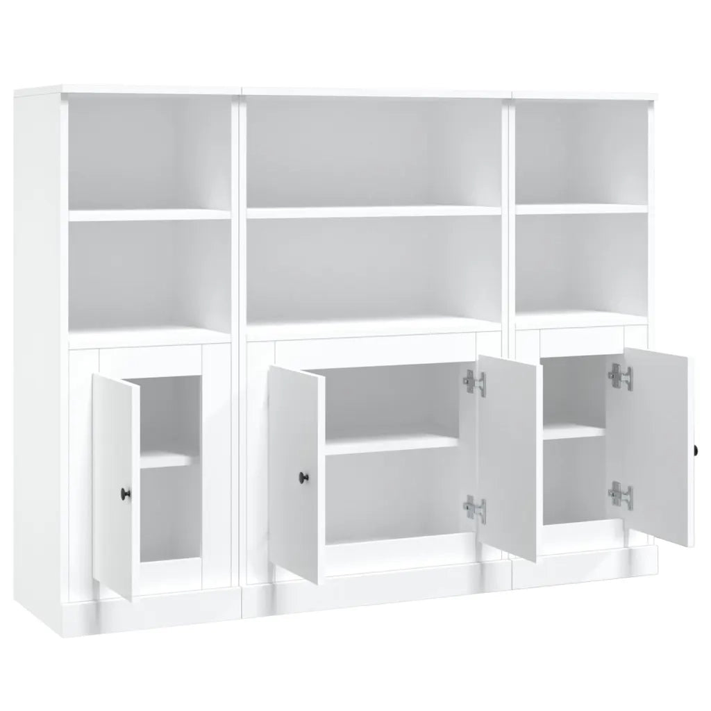 Credenze 3 pz | Madia | Buffet da pranzo | Armadio da pranzo Bianche in Legno Multistrato