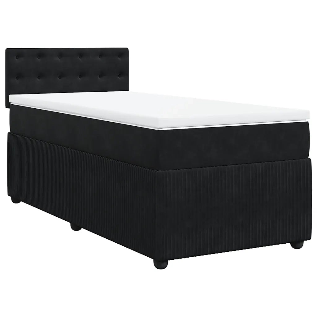Letto singolo | Letto per adulti | Giroletto a Molle con Materasso Nero 80x200 cm in Velluto