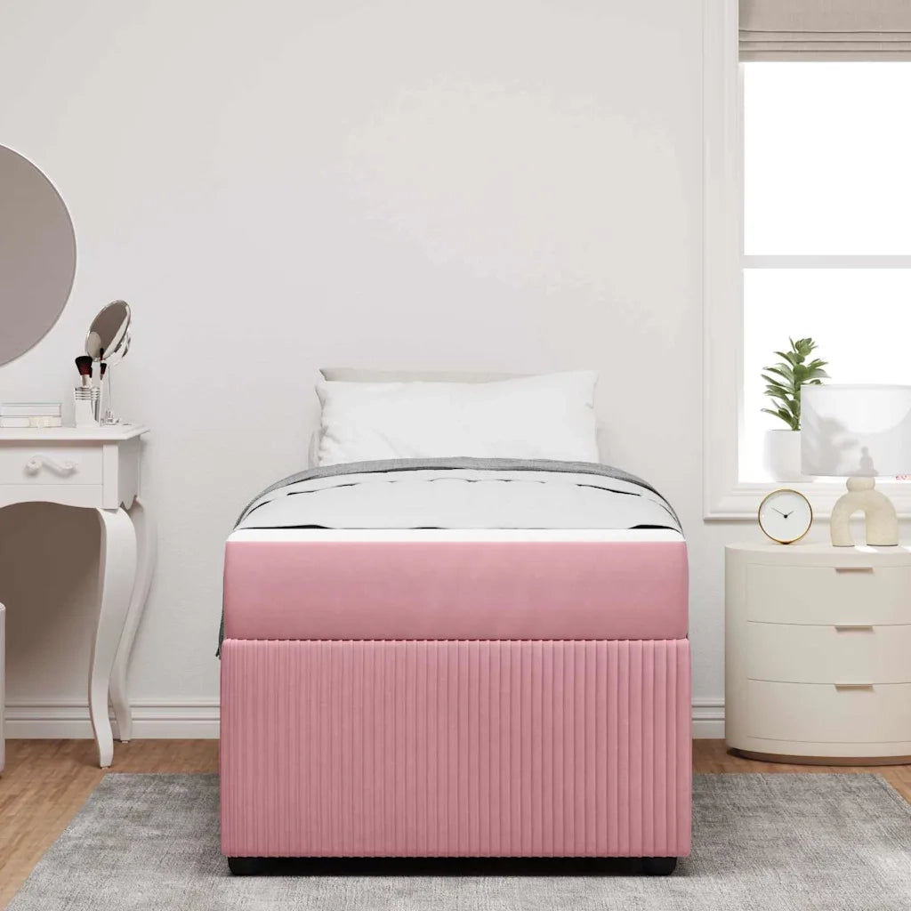 Struttura del letto con materasso Rosa 90 x 190 cm Tessuto