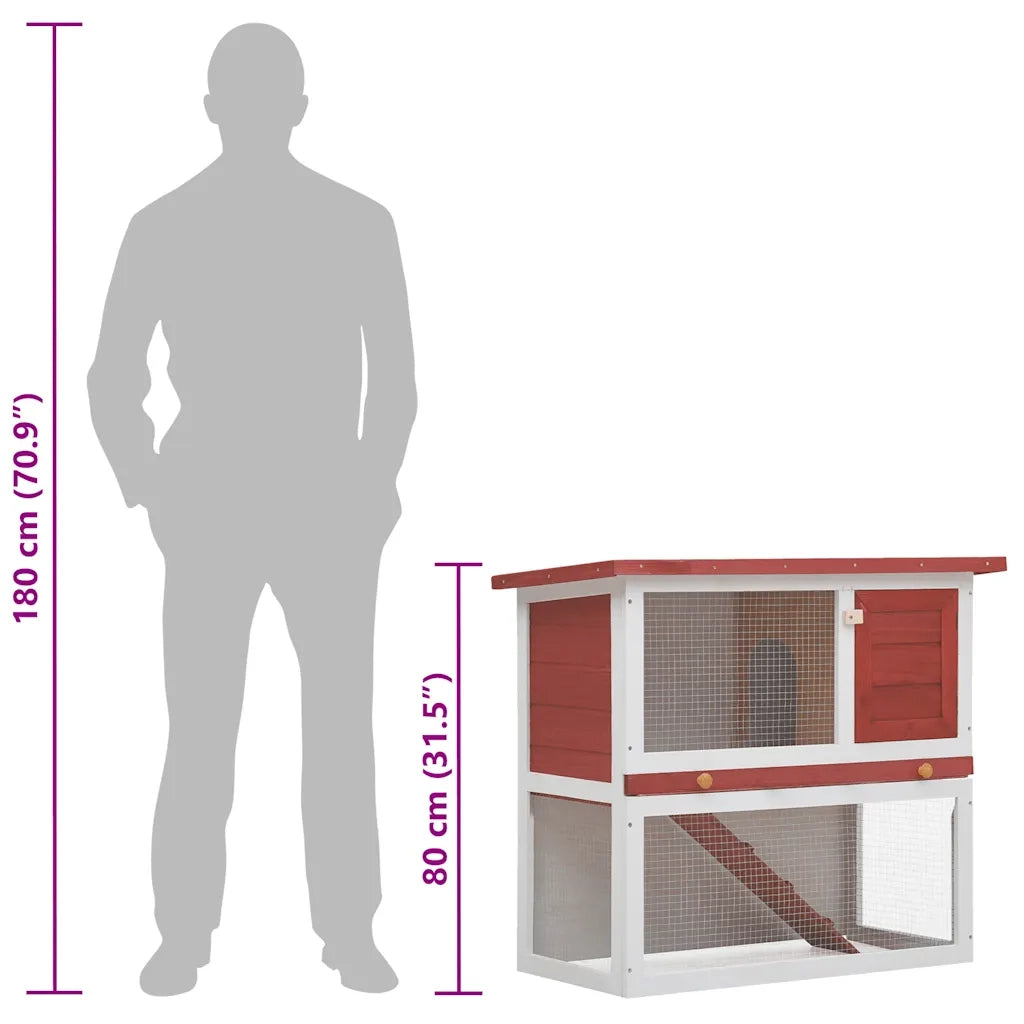 Conigliera per Esterni con 1 Porta Rosso in Legno CFW8527397