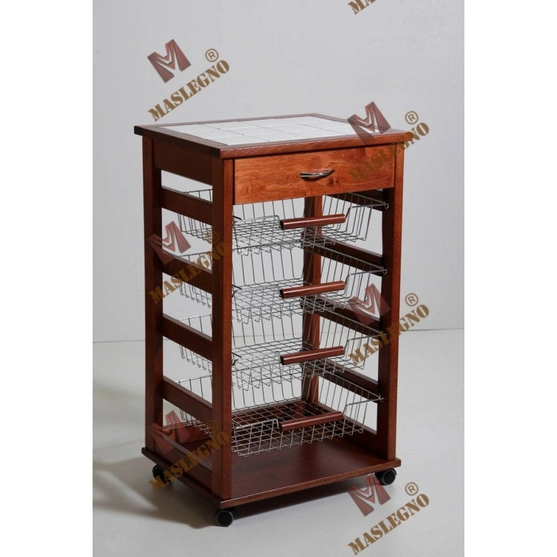Carrello portafrutta Vesuvio con cassetto - ciliegio