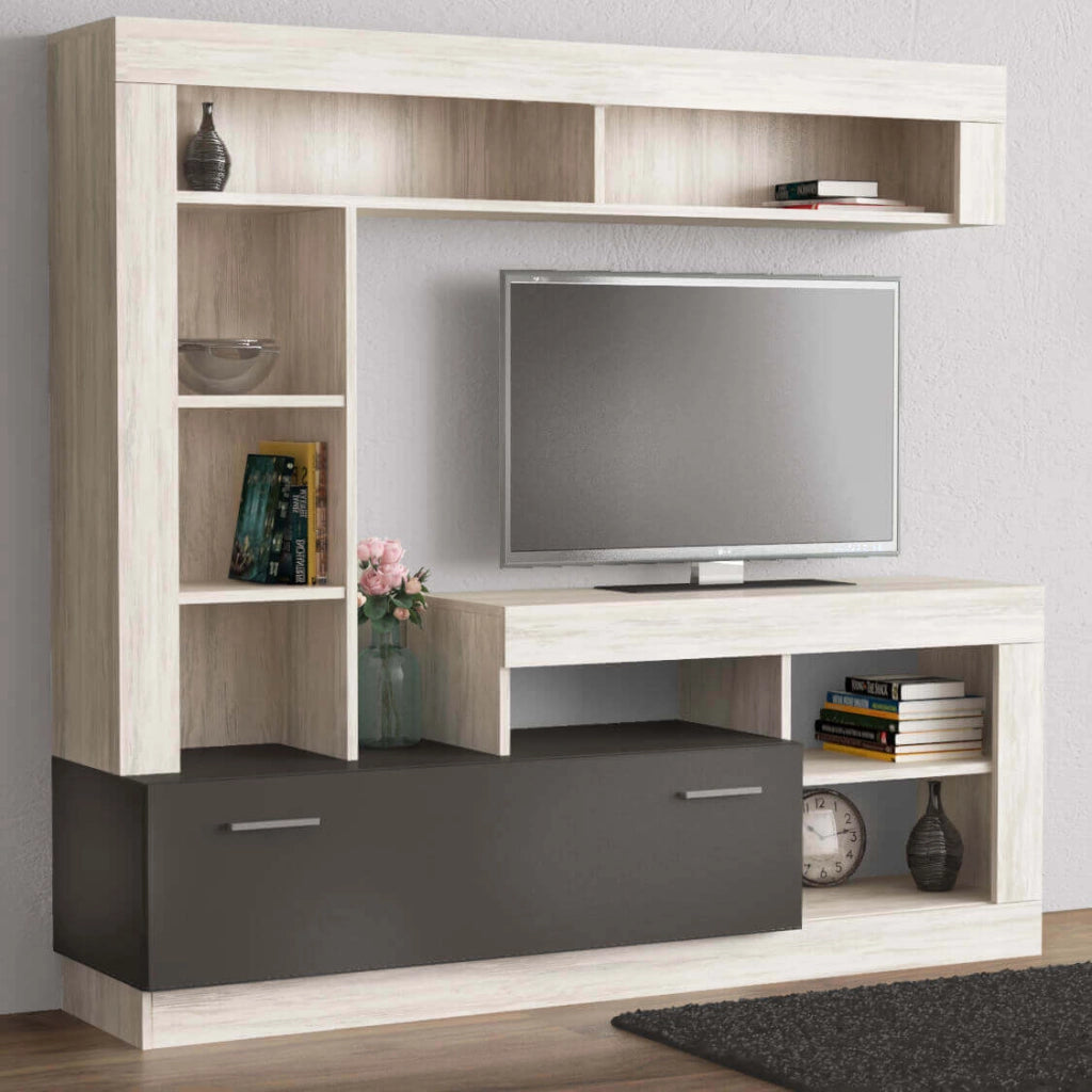 Parete Attrezzata per Soggiorno in Legno Composito cm 185x40x90 - GABE