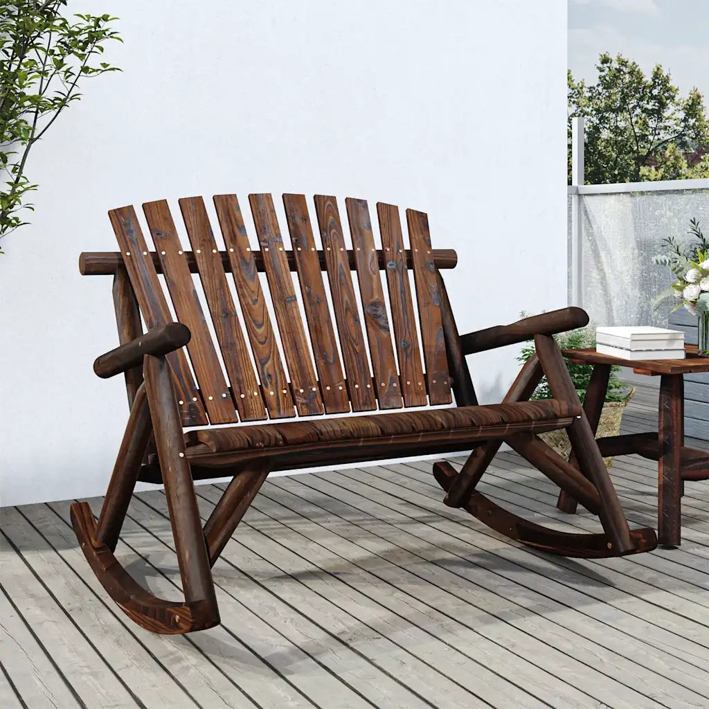 Panca Dondolo Giardino 2Posti-Sgabello-Panca da esterno 123x96x102cm Massello Abete Rosso 193870