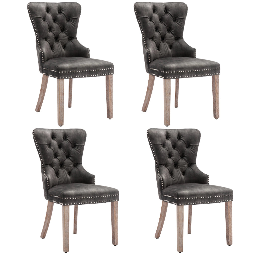 Sedia da Pranzo in Velluto con Gambe in Legno Massello ¨C Xylo ¨C Grigio, Set 4 Pezzi