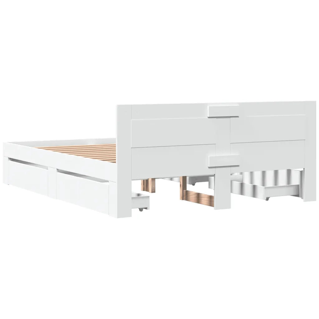 Giroletto con Testiera-Struttura Letto con testiera Bianco 150x200 cm in Legno Multistrato 657681