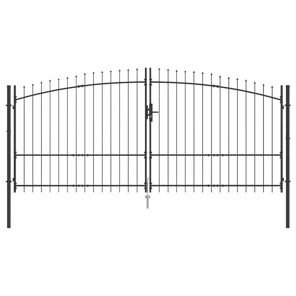Cancello Doppio con blocco Grigio 400 x 199.5 cm Acciaio 42008858