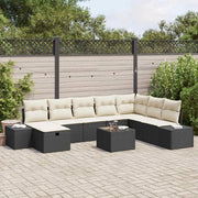 Set Divano da Giardino con cuscino 9 pcs Nero polyrattan 3359436