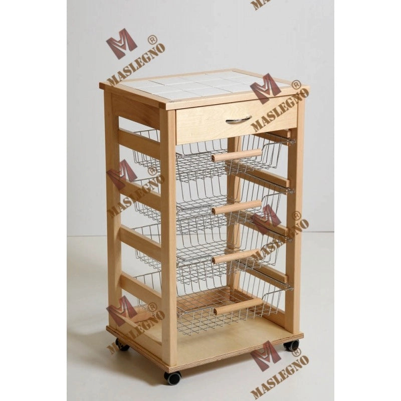 Carrello portafrutta Vesuvio con cassetto - naturale