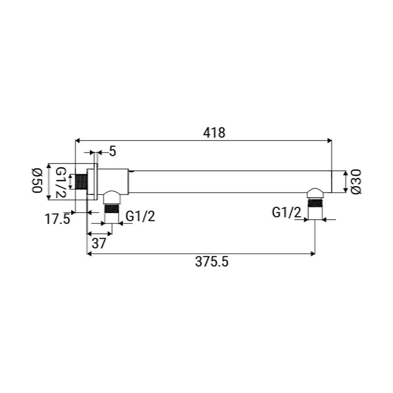 Braccio doccia da 40 cm con deviatore