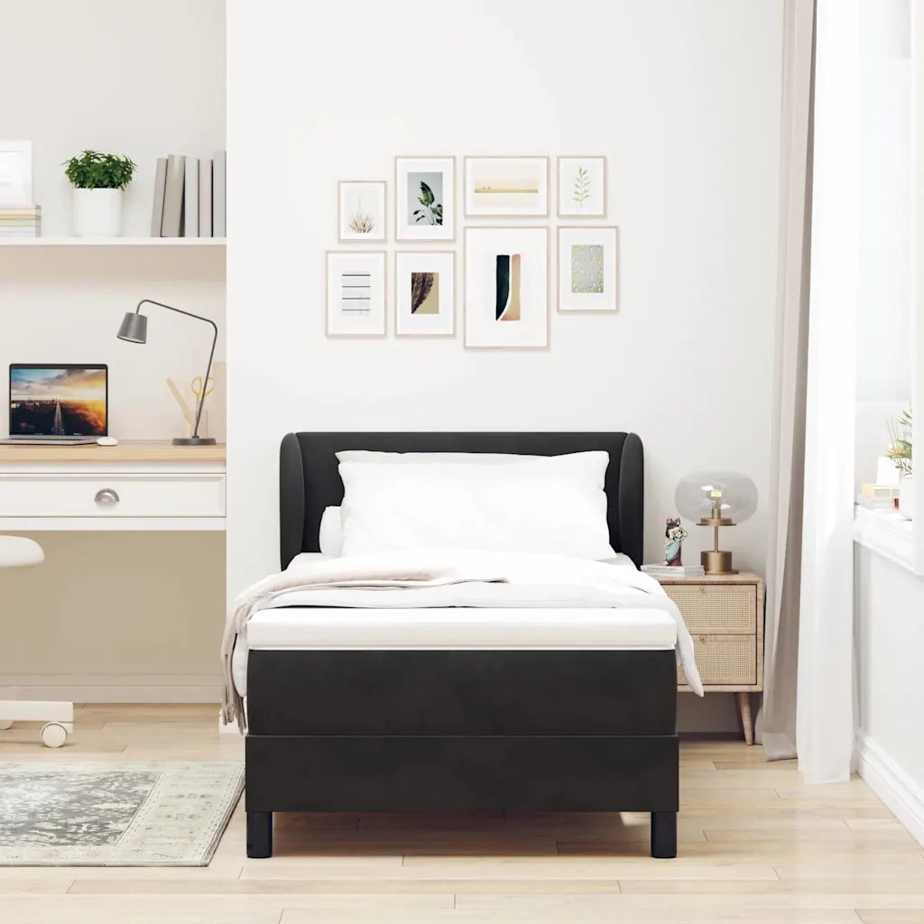 Letto a molle con materasso-Struttura Letto con Materasso Nero 90 x 190 cm Velluto 938190