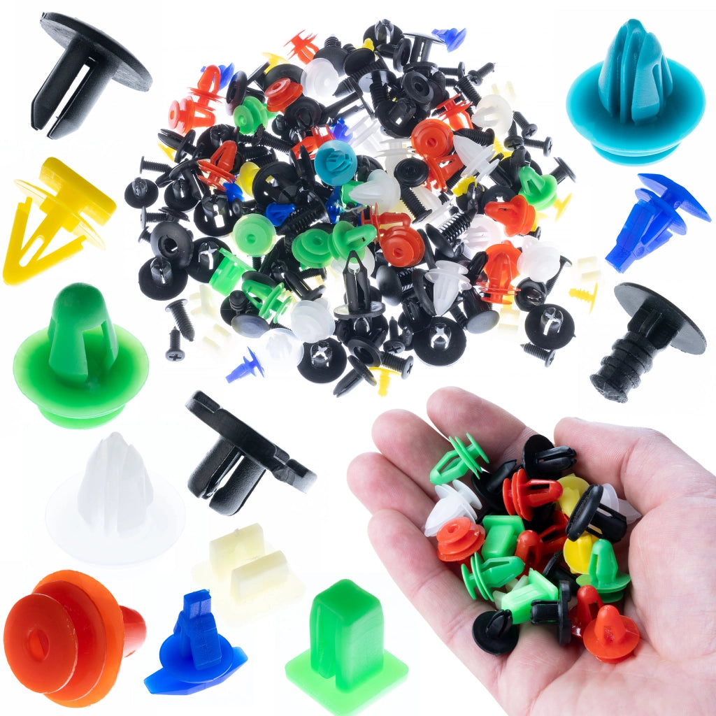 Set di Rivetti Universali per Auto Rosfix – 200 Pezzi | Materiale Plastico, Multicolore, Lunghezza 1-4 cm