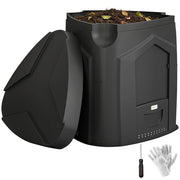 Compostiera da Giardino 240L ¨C Xylo ¨C Polipropilene Nero con 3 Porte 78x75x78 cm