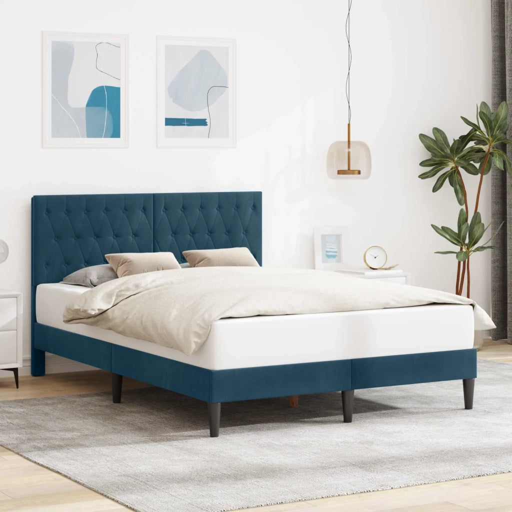 Struttura del letto con testiera-Giroletto Blu 120 x 200 cm Velluto 384613