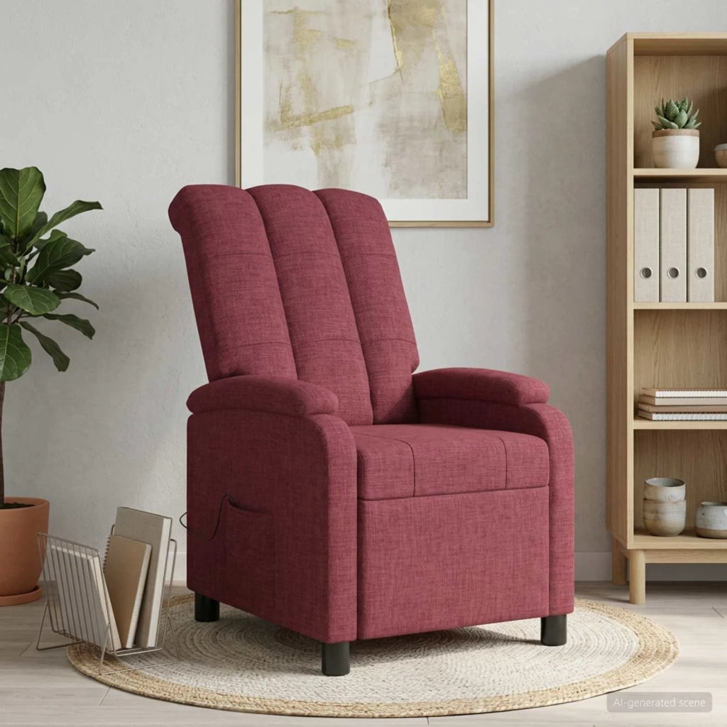 Divano Sedia-Poltrona Massaggiante Rosso Vino Tessuto 850020