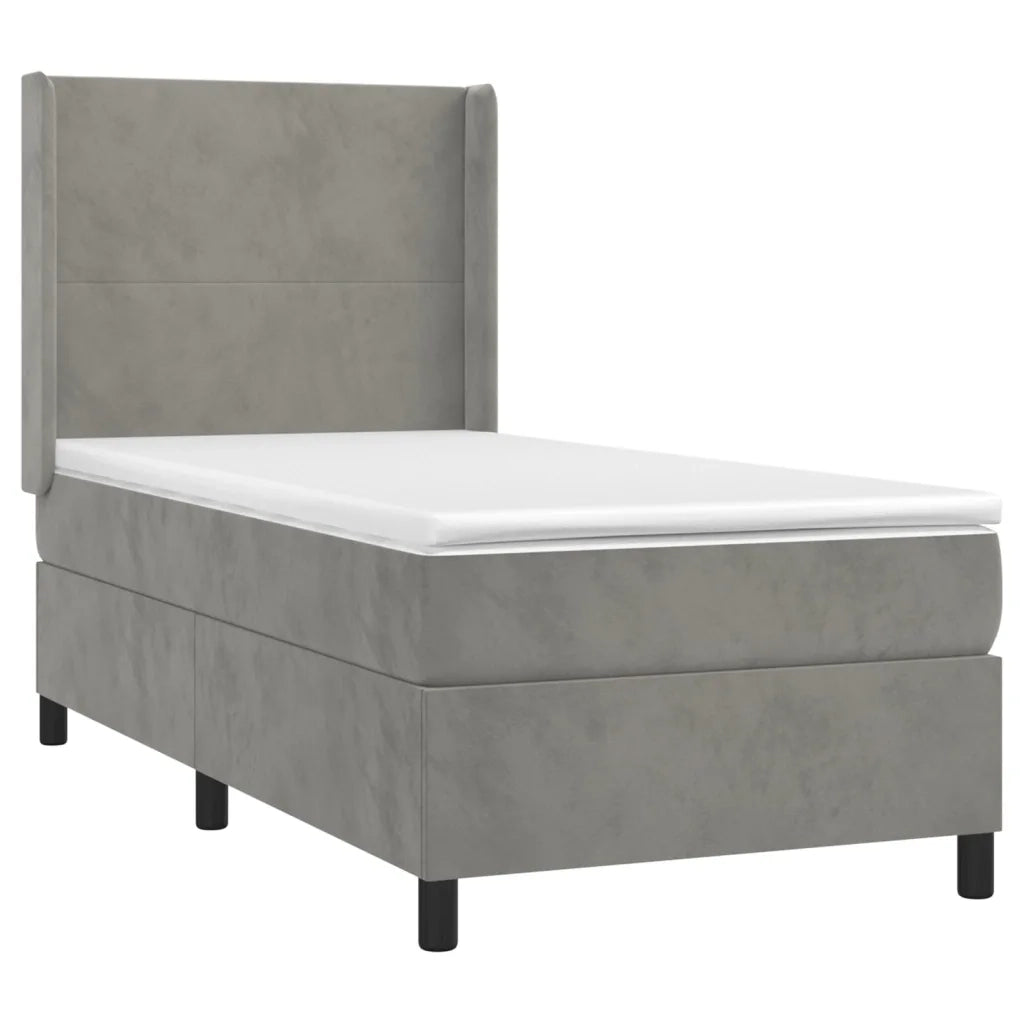 Giroletto a Molle con Materasso Grigio Chiaro 90x190 cm Velluto 3132531