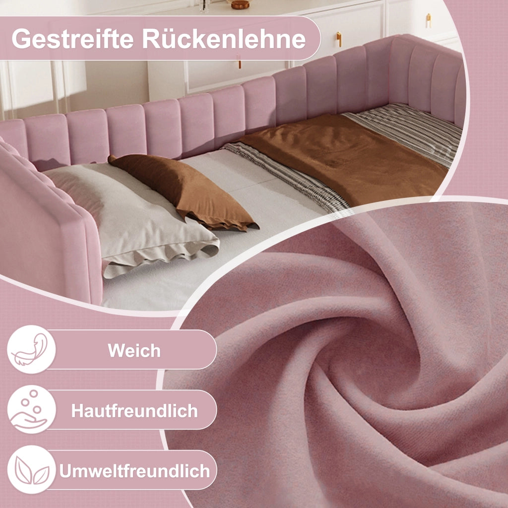LETTO con letto estraibile 90x200 cm Velluto Rosa