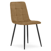 Sedia Kara in velluto marrone con gambe in metallo nero
