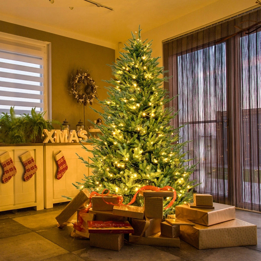 Albero di Natale artificiale da 183cm con 788 punte di ramo 280 luci LED, Albero per decorazioni natalizie