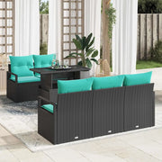 Set Divano da Giardino con cuscino 6 pcs Nero e Blu polyrattan 3348742