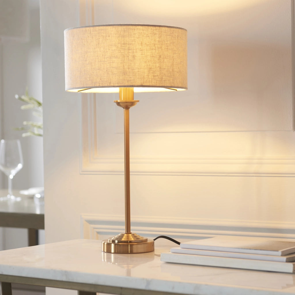 Lampada da tavolo vintage ottone con paralume E14 Endon