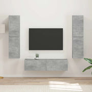 Set mobile TV 6 pz-Credenza per TV Grigio cemento Legno multistrato 424458