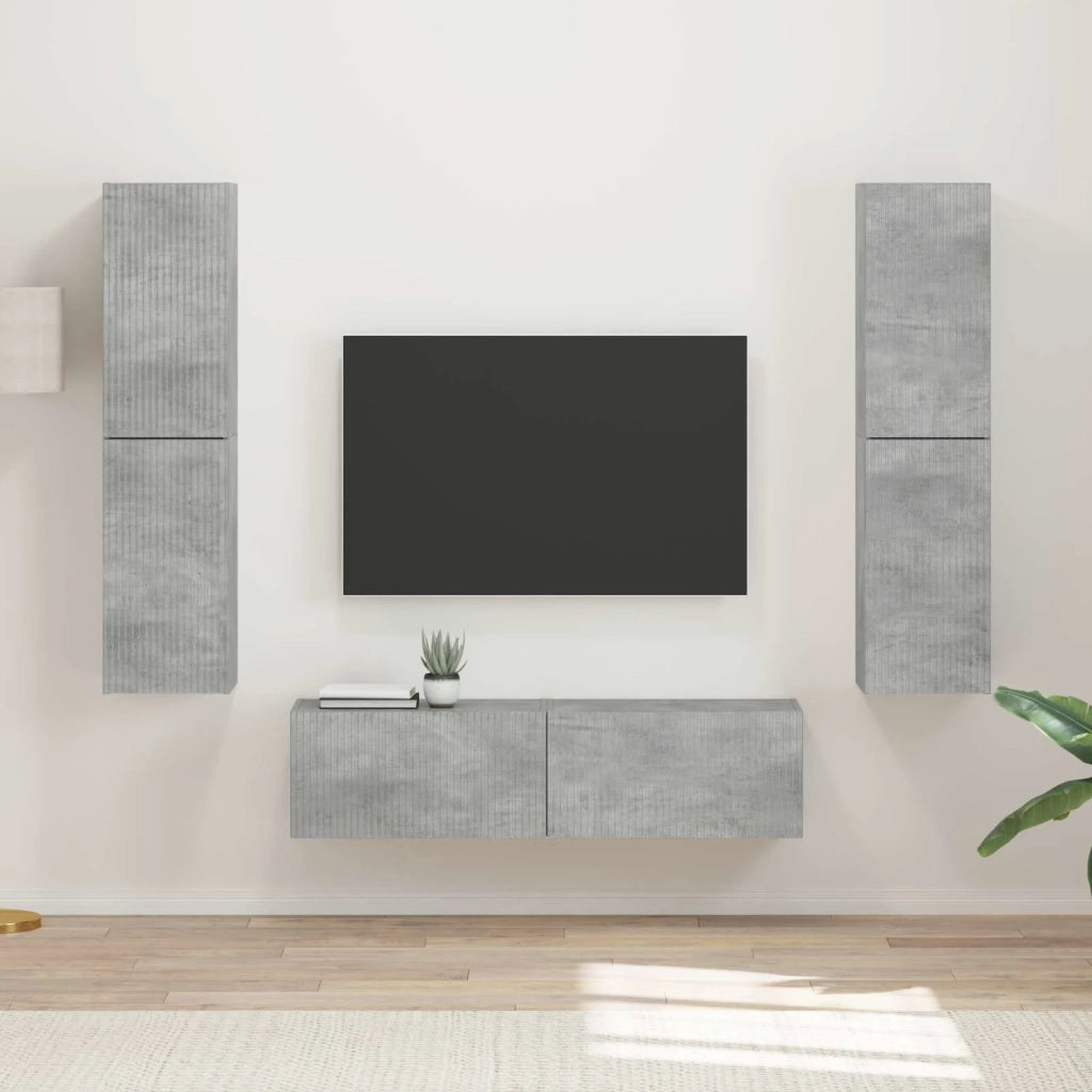 Set mobile TV 6 pz-Credenza per TV Grigio cemento Legno multistrato 424458