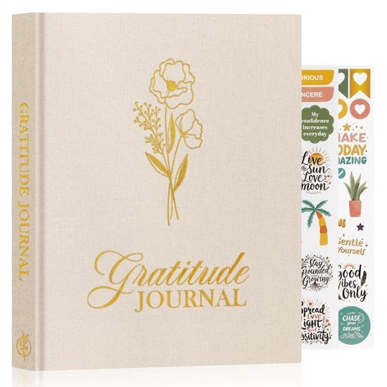 Giornale di gratitudine 4 mesi - Giornale di mindfulness - 5 minuti al giorno - 20 x 23 cm - Pagine non datate - Citazioni positive - Giornale per la riflessione