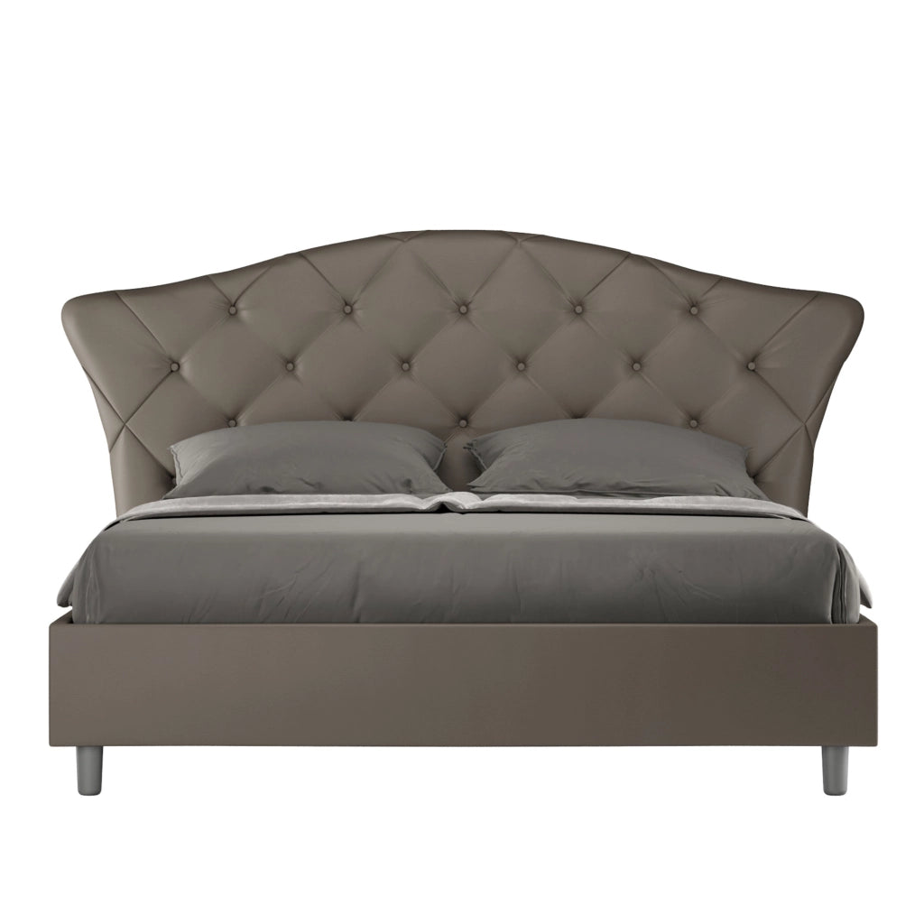 BS COM Letto matrimoniale contenitore imbottito 160x210 similpelle cappuccino