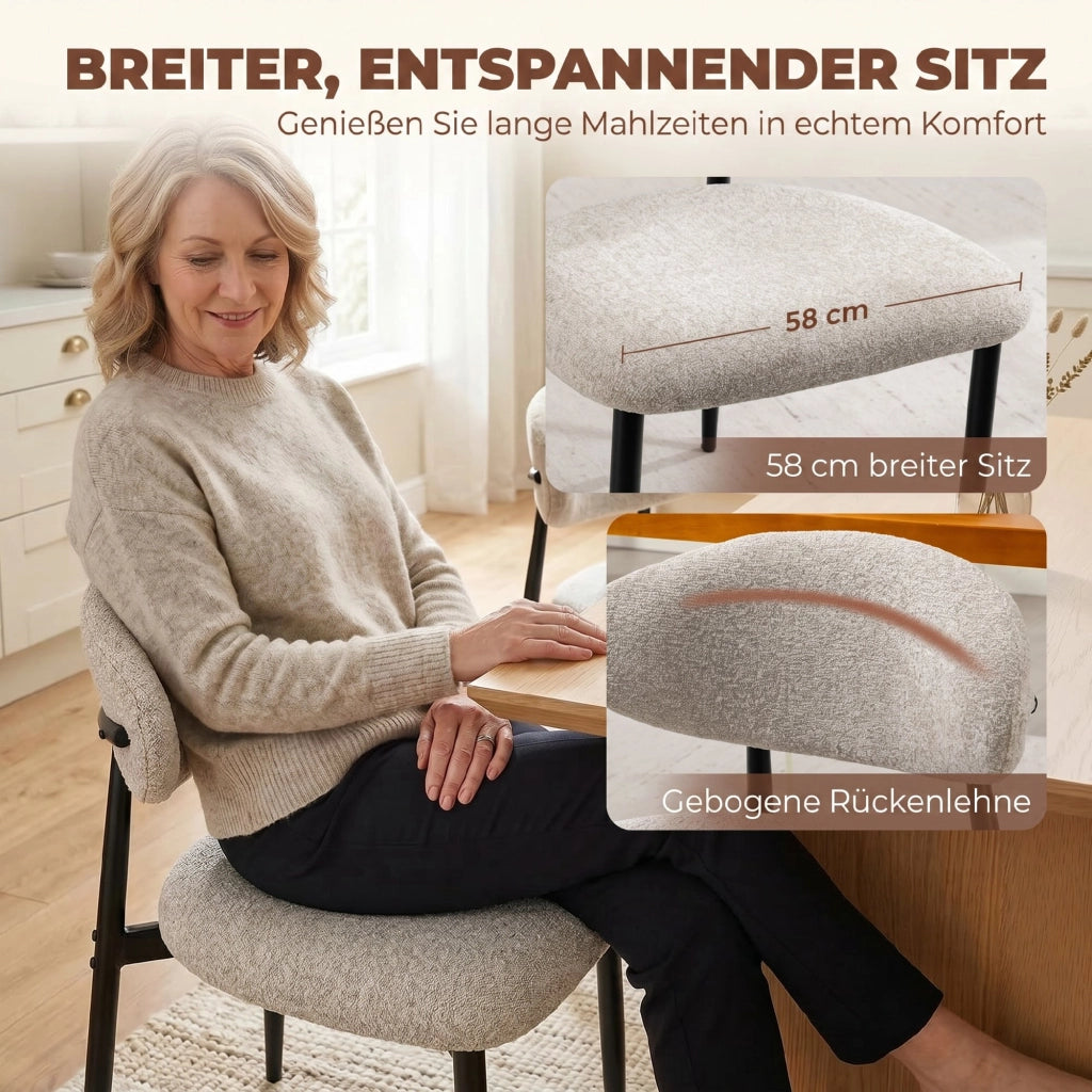 Sedia da pranzo imbottita ¨C Minimal ¨C Beige, metallo