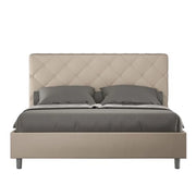 Letto matrimoniale senza rete imbottito 160x200 similpelle tortora Priya