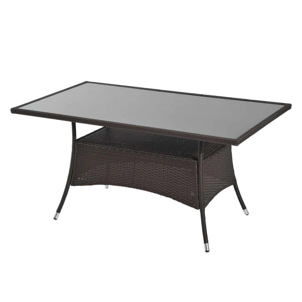 Tavolo da pranzo allungabile ¨C zephmum ¨C Polyrattan marrone, vetro temperato, 150x85x74 cm