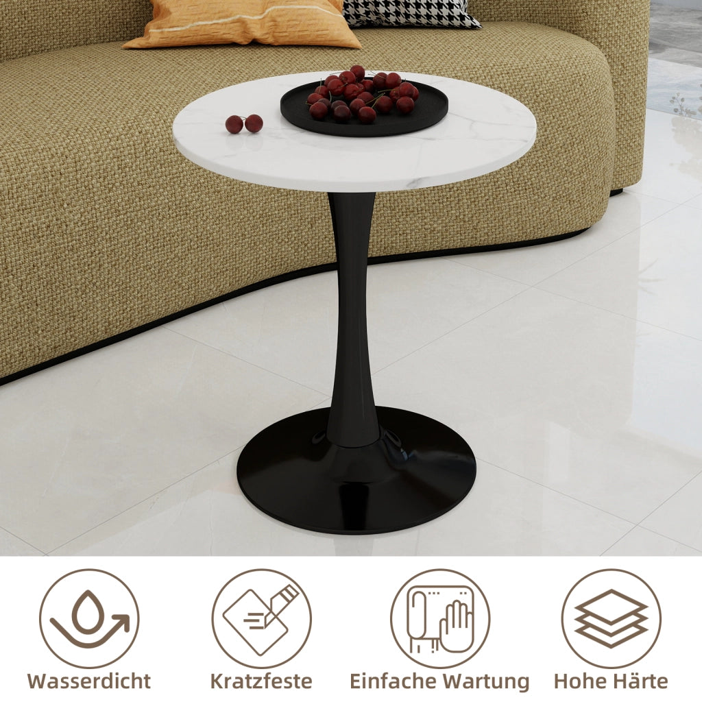 TAVOLO rotondo 70 cm in marmo artificiale nero e bianco