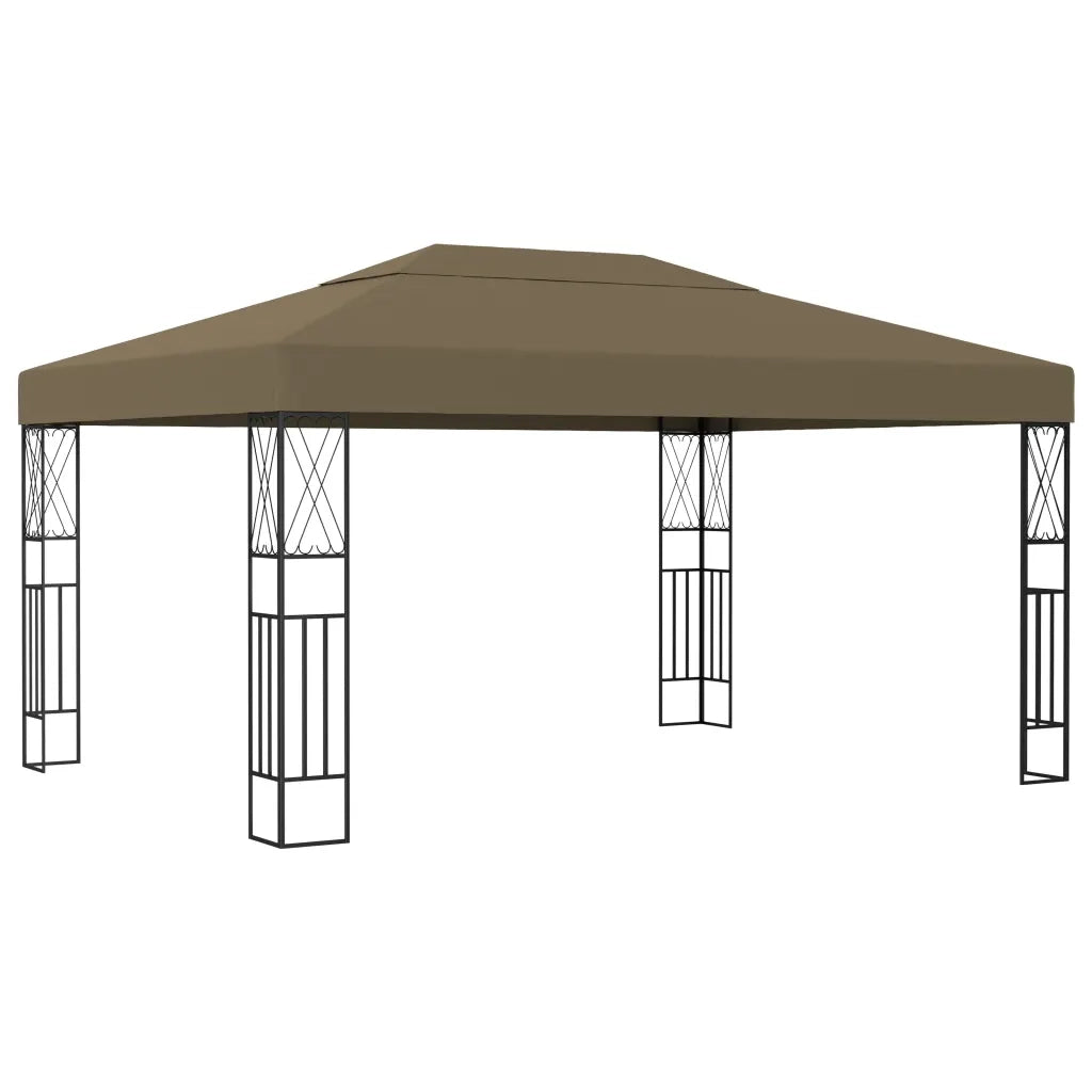 Gazebo con Luci a Stringa LED 3x4 m in Tessuto Grigio Talpa 3070331