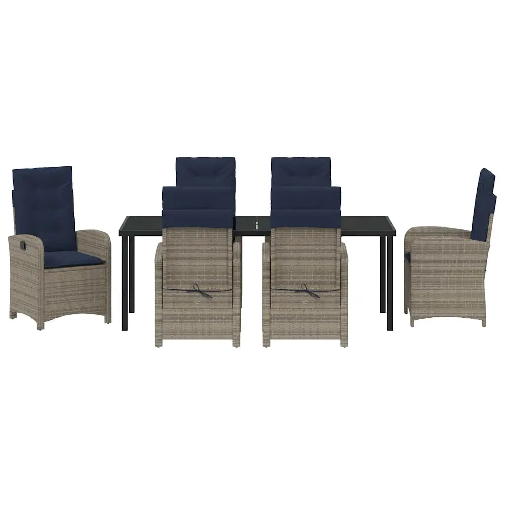 Set da Pranzo per Giardino con cuscino 7 pcs Grigio polyrattan 3380356