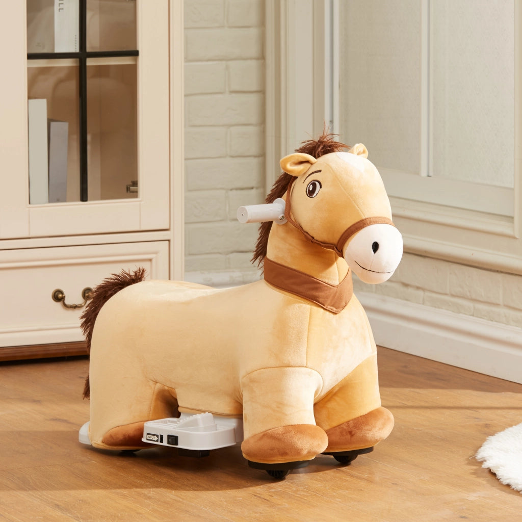 Cavallo Elettrico per Bambini 18-36 Mesi ¨C Xylo ¨C 6V con Musica Marrone 69x34x53cm