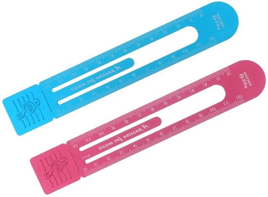 Set di Linea di Misura in Alluminio con Clip per Carta e Marcatori in Blu e Rosso - 12cm - Incrementi di 1mm - 2 pezzi