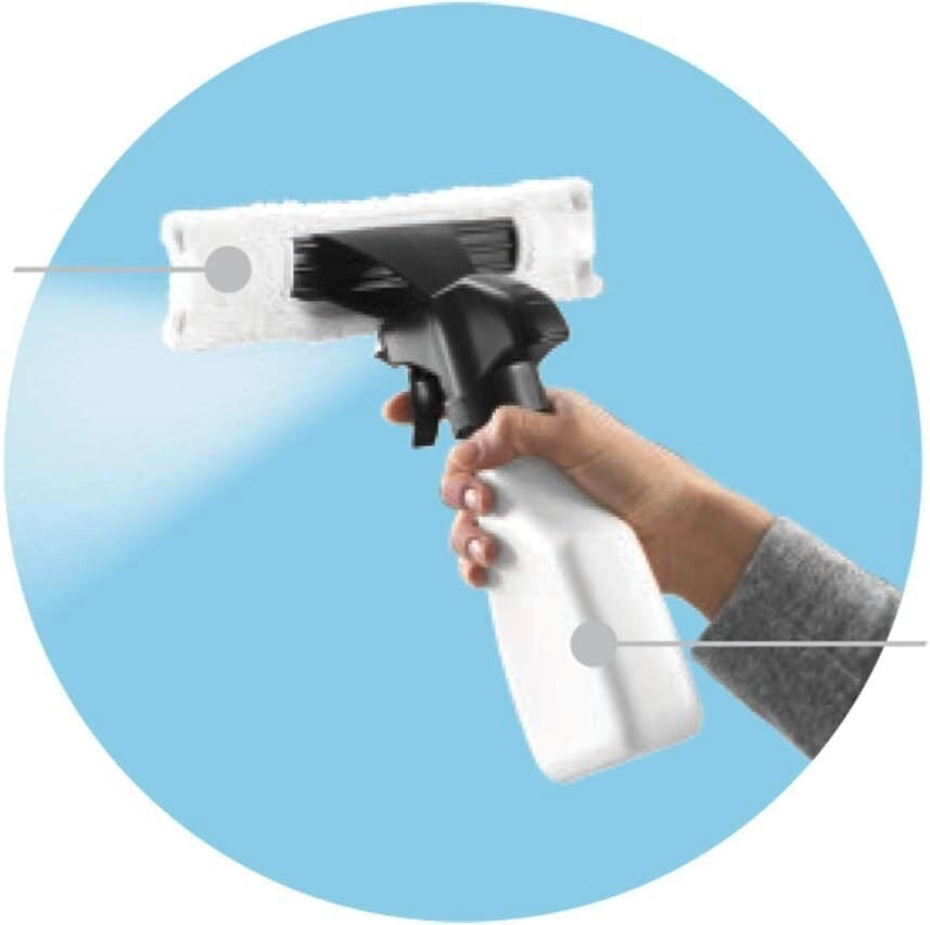 DCG DR2800 - KIT_ lavavetri portatile, serbatoio rimovibile da 150 ml, aspirazione continua 12-15 ml-min, autonomia 30 min (ricarica 3 h), resistente all'acqua, include flacone spray detergente e panno in microfibra, ideale per vetri, auto e grandi superf