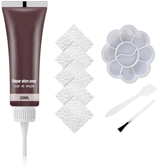 Set di riparazione quotidiana - Riparazione di pelle naturale - Riparazione di pelle di alta qualità - Rilevamento di graffi/sfregi - Impermeabile - Incluso 1 gel di riparazione marrone - Riparazione di pelle