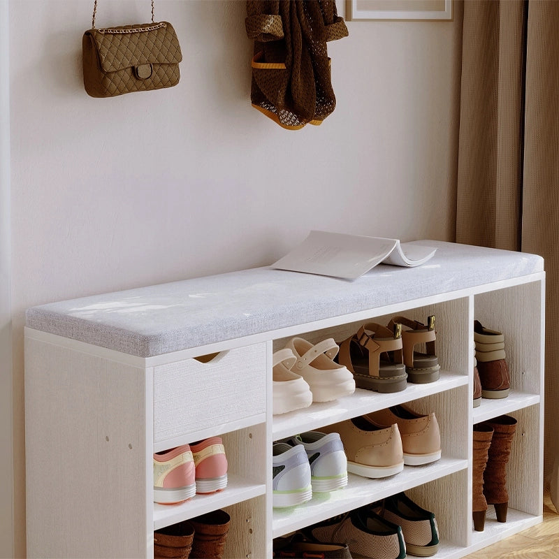 ARMADIETTO PER SCARPE CON SEDUTA LOFT BIANCO PANCA INGRESSO MODERNO 100 CM