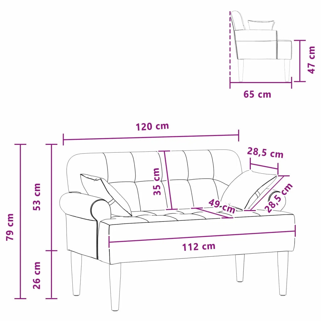Loveseat con bottoni imbottiti Grigio Chiaro 120 x 65 x 79 cm 42041809