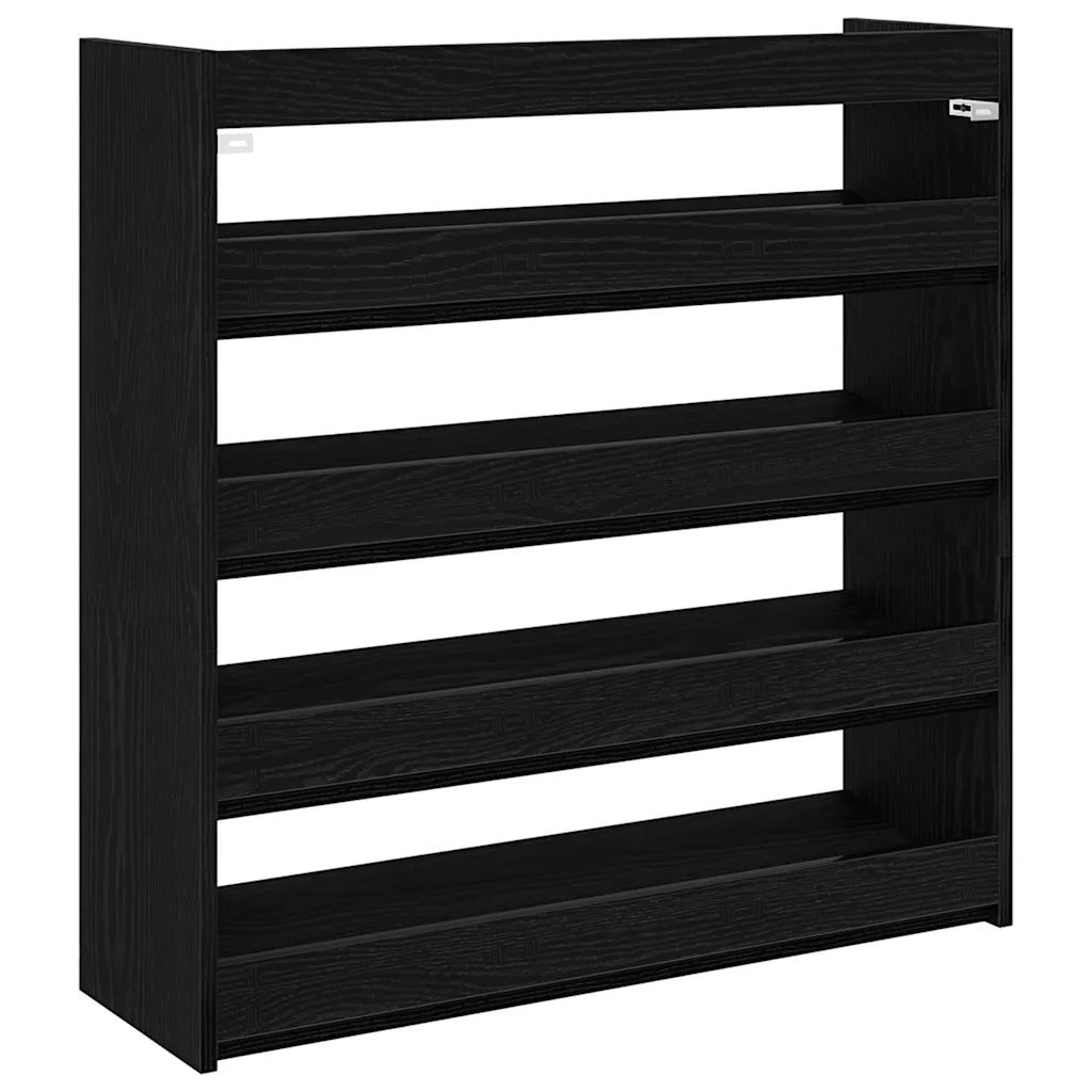 Scarpiera-Scaffale per scarpe Nera 80x25x81 cm in Legno Multistrato